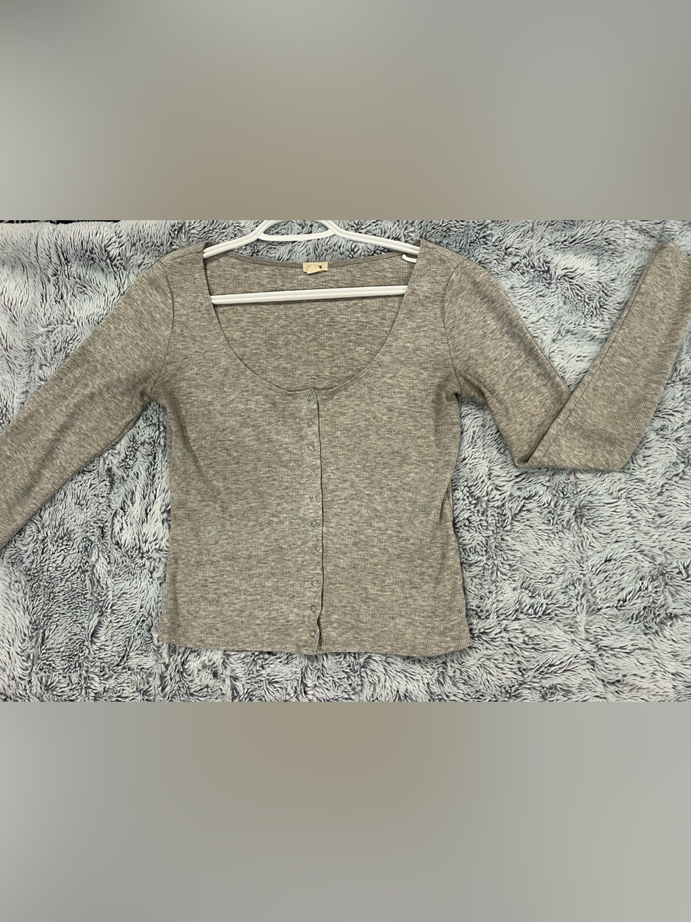 Heather Gray Button-Up Long Sleeve